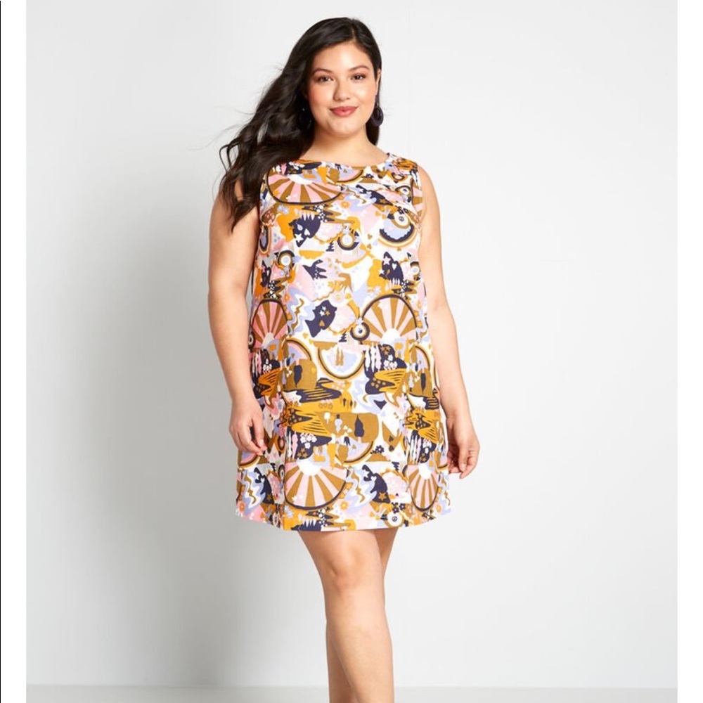 ModCloth Swinging Sixties Linen-Blend Dress